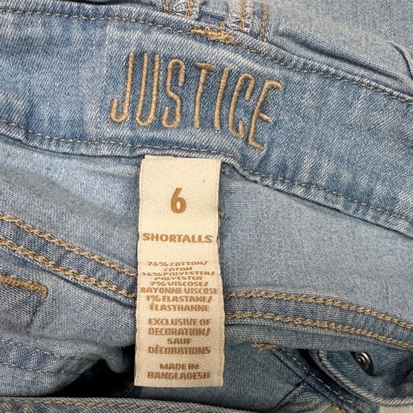 Justice Light Blue Denim Short Overalls - Picture 2 of 8